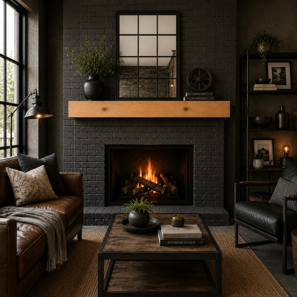 Fireplace Mantel, Rustic, Shelf, Floating Mantle, Real Wood, Beam, (Brown, 48Lx6Hx8D)