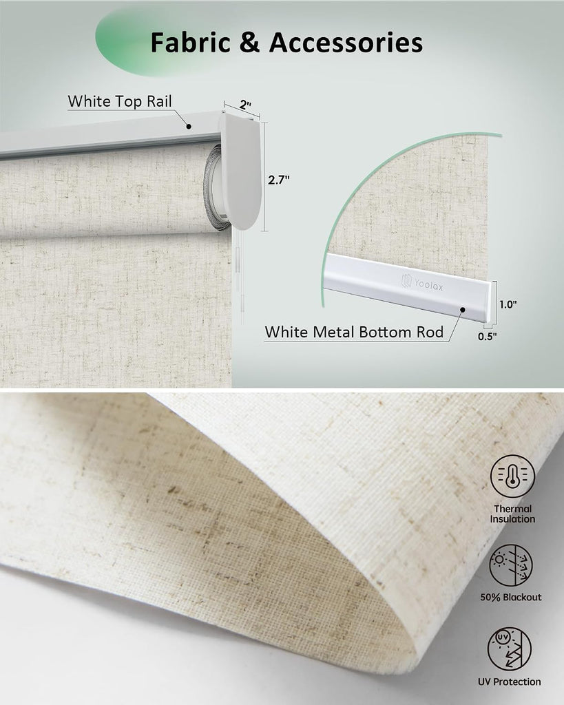 Motorized Blinds App Control, Linen Beige, | Automatic Roller Shades App Control Home Office, Electric Blinds for