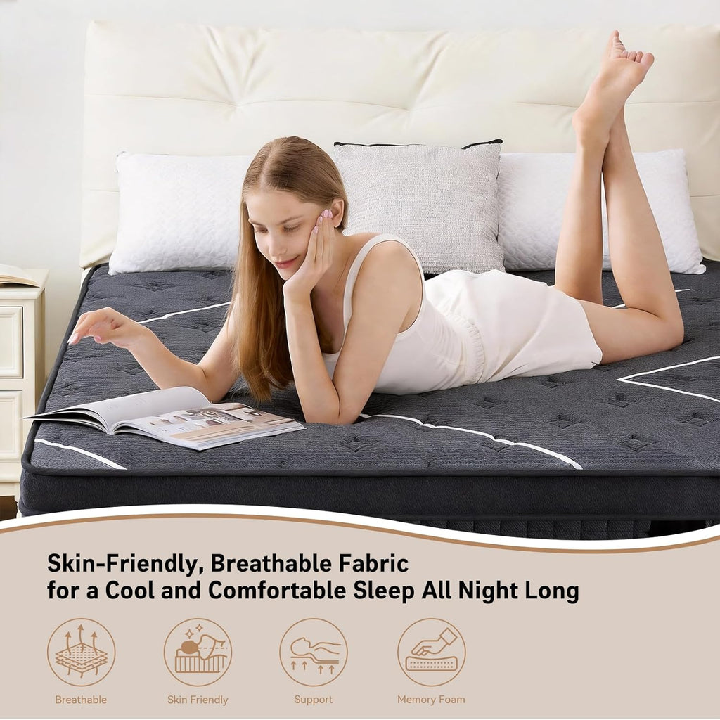 King Size Mattress, 12 Inch King Mattress in a Box,Hotel-Level Luxury Hybrid Cooling Gel Memory Foam Upgraded Pocket