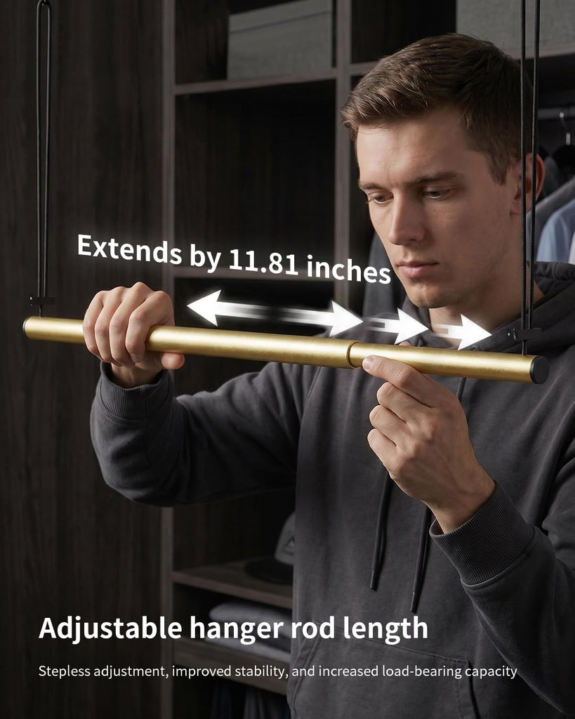 Adjustable Closet Hanging Rod 17-30" Gold Closet Rod Extender 2Pack
