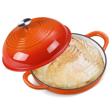 6 QT Enameled Cast Iron Round Bread Oven, Sourdough Dutch Oven