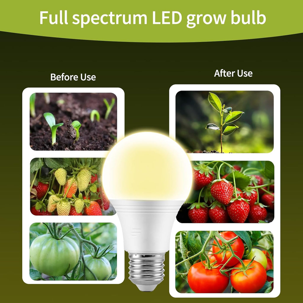 LED A19 Plant Grow Light Bulbs Full Spectrum with 13.09 PPF