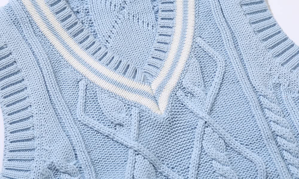 Toddler boy Knit Vest V-Neck Cardigan Kids Autumn Clothes - (Sky Blue 80)