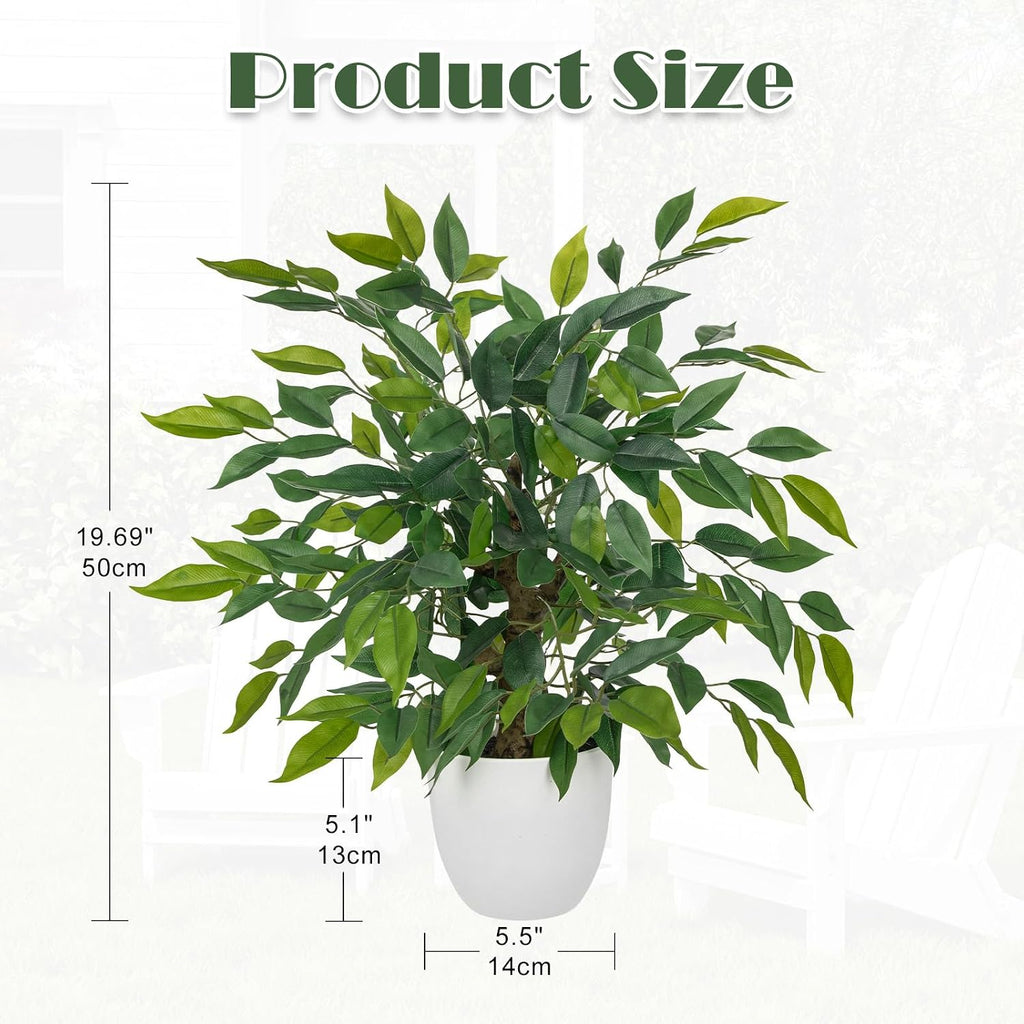 Artificial Potted Plants Indoor,Faux Plants Ficus Trees with White Pots