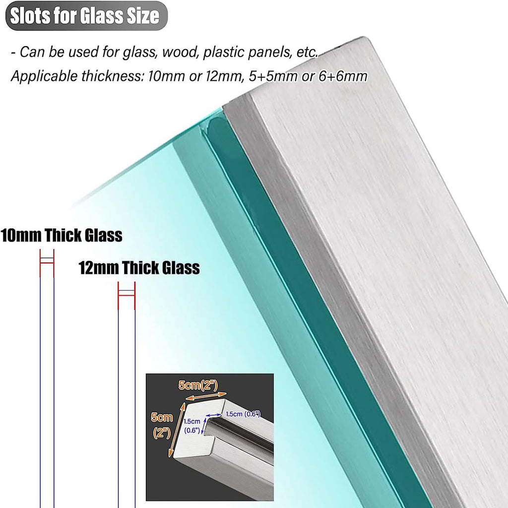 Heavy-Duty Glass Railing Post, 304 Stainless Steel Glass Railing with Spigot Slots & Sturdy Base, Balcony, Stairway