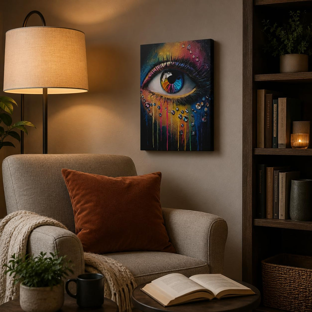 Abstract Eye Canvas Wall Art Framed Colorful Glam Beauty Decor 16x24 Inch