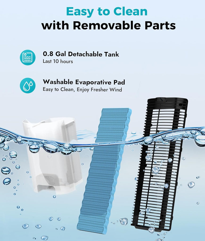 Evaporative Air Cooler - Swamp Cooler with 3L Water Tank, 3 Modes & 3 Speeds, Remote Control, 12H Timer