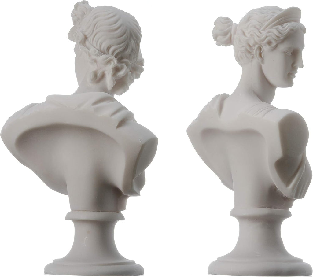 Artemis Diana and Apollo Bust Greek Statues Handmade Figurine Gods Alabaster Articrafts