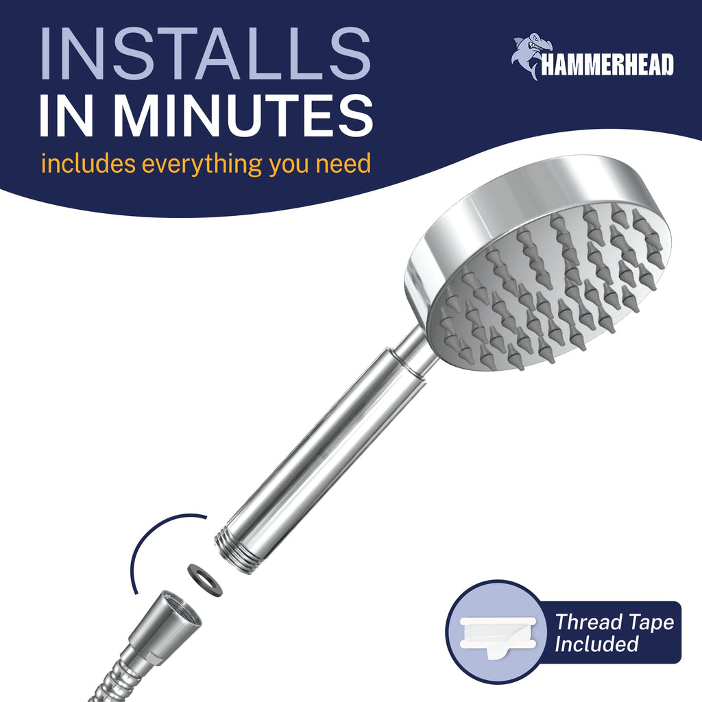 Metal Handheld Shower Head with High Pressure Nozzles