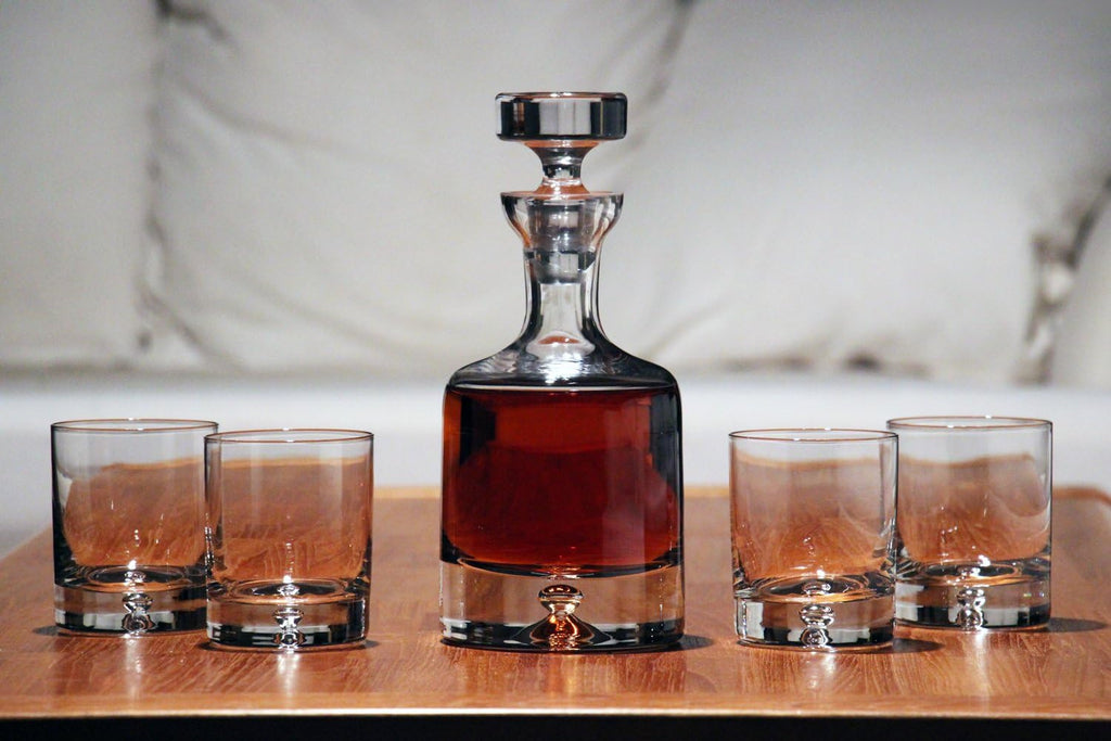 Whiskey Decanter Set, Made in Europe, 100% Lead-Free Crystal, Gift-Boxed, 1 Decanter & 4 Double Old Fashioned Glasses