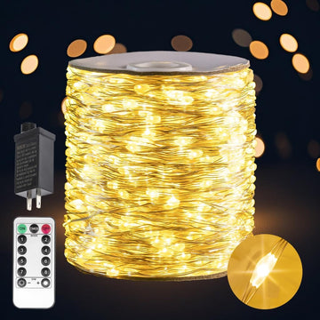 164FT 500LED Fairy Lights Plug in Warm White Silver Christmas String Lights