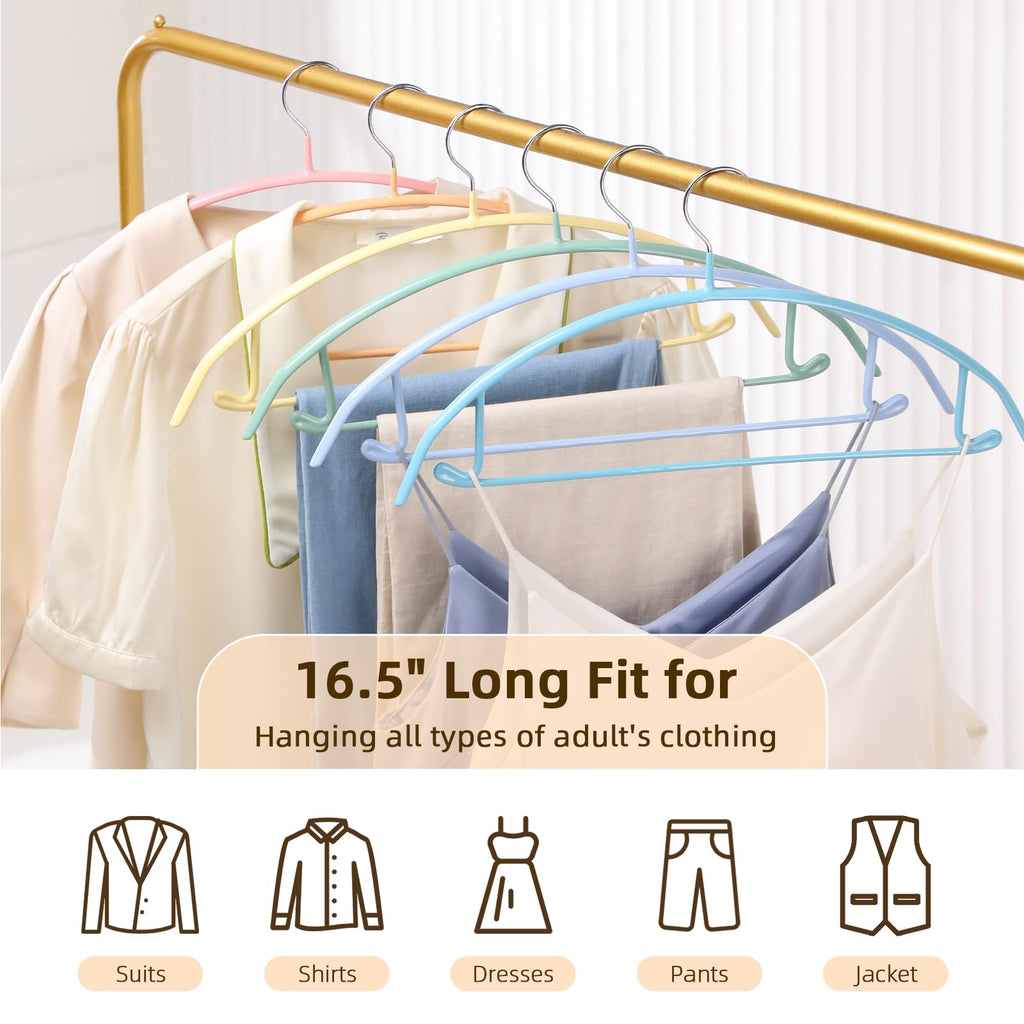 Clothes Hangers Non Slip Rubber Coating Metal Hanger Colorful, 28 Pack