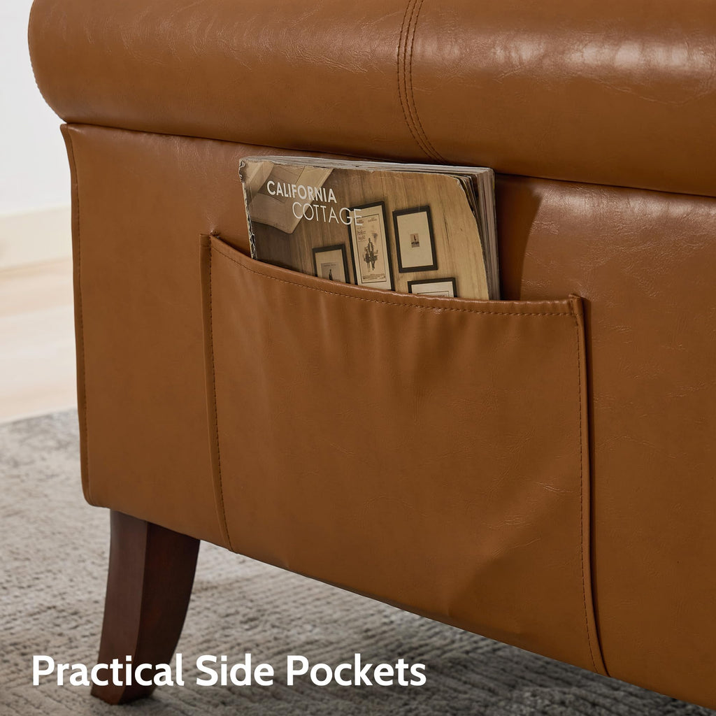 High Back Wingback Accent Chairs, Pu Leather Brown