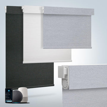 Motorized Blinds for Windows - Roller Window Shades with Remote, No-Drill Installation, Cordless Automatic Blinds