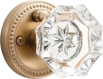 Door Knob Champagne Bronze Privacy Crystal Glass Interior 1 Pack