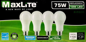 LED Dimmable 4Pk A19 Bulb 75W Daylight 5000K