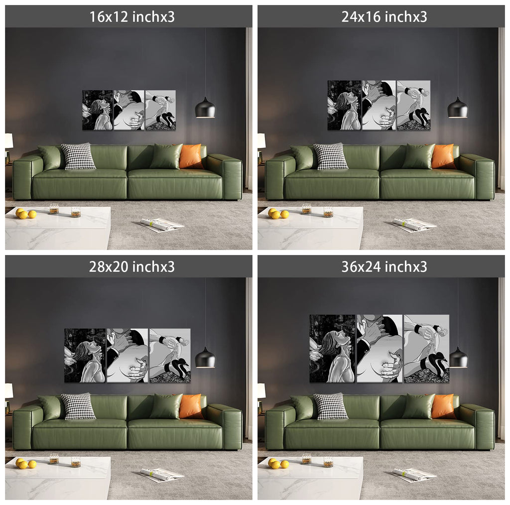 Sexy Lovers Wall Art Couple Poster Abstract Body Art Black and White Picture Sexy Women Paintings Canvas Artwork Bar