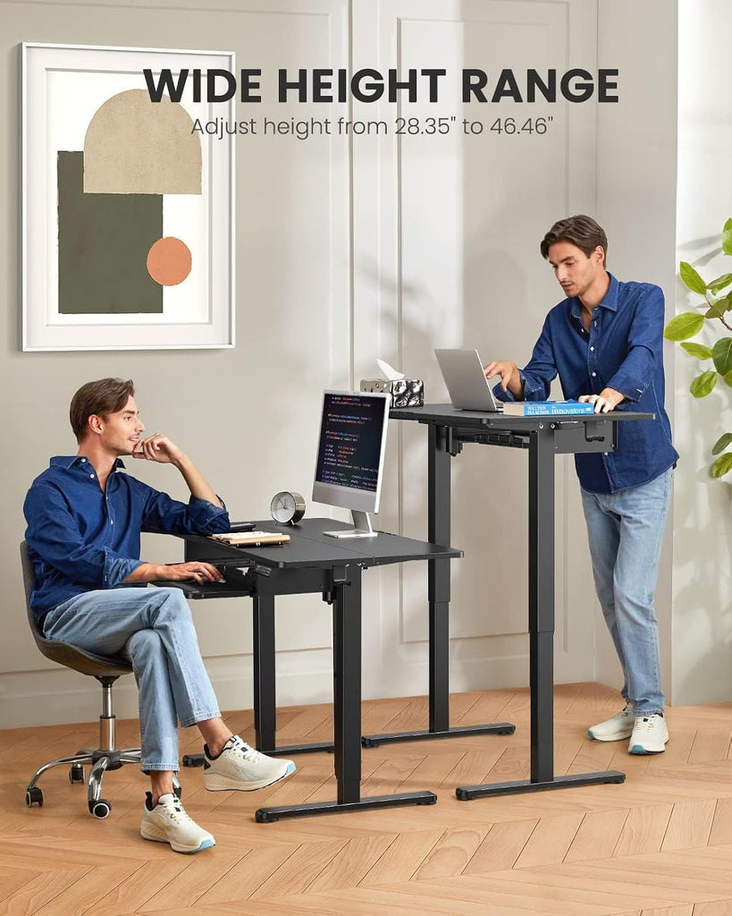 Electric Standing Desk with Keyboard Tray, 55x28 Inches Adjustable Height Sit Stand Up Desk, Home Office Desk