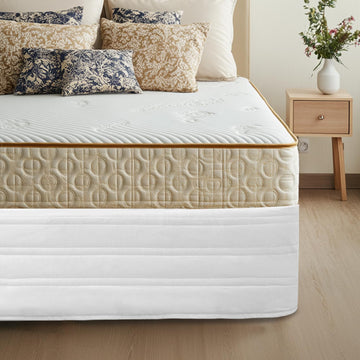 Queen Bed Skirt 14 inch Drop, Blended Quilted Bedframe Cover, Box Spring Cover, wrap Around Bed Skirt, Fade Resistant