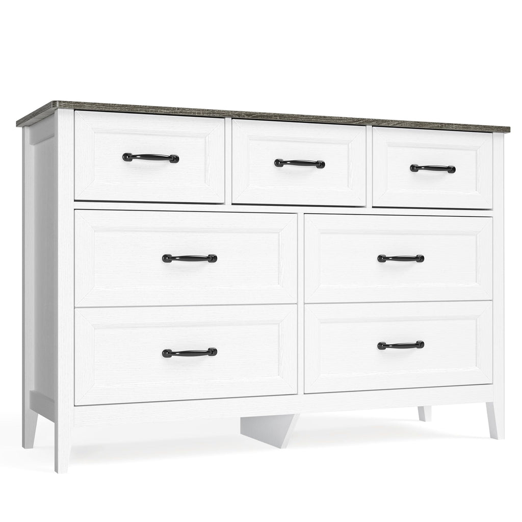 White with 7 Drawers, 47" W Chests of Drawers