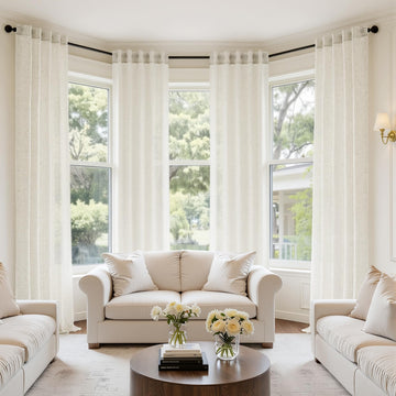 Natural Back Tab Linen Curtains 4 Panels 42W x 84L