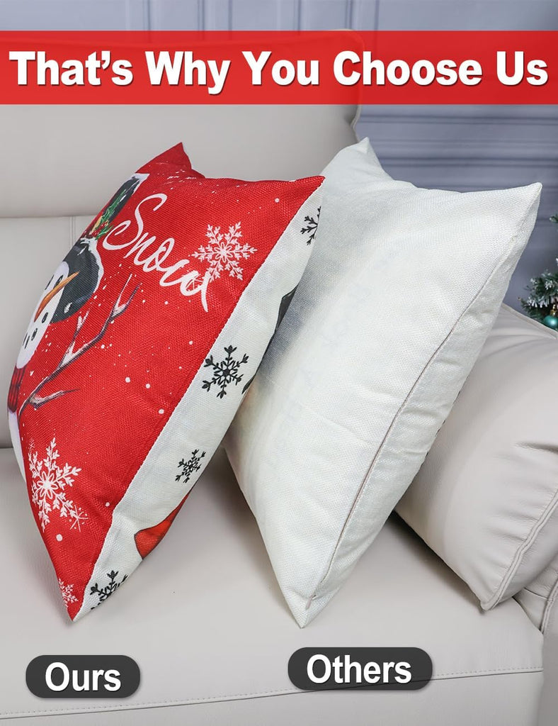 Christmas Decorations Double-Sided Print Christmas Pillow Covers 18" x 18", with 8 Cute Patterns, Throw - Set of 4