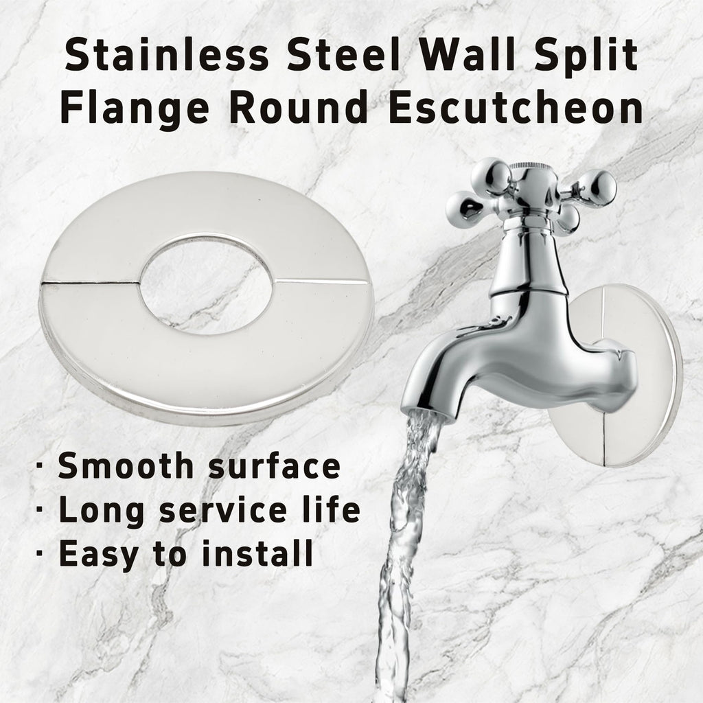 5Pairs 304 Stainless Steel Wall Split Flange Round Escutcheon Plate Cover Rustproof Chrome Finish, Universal Various