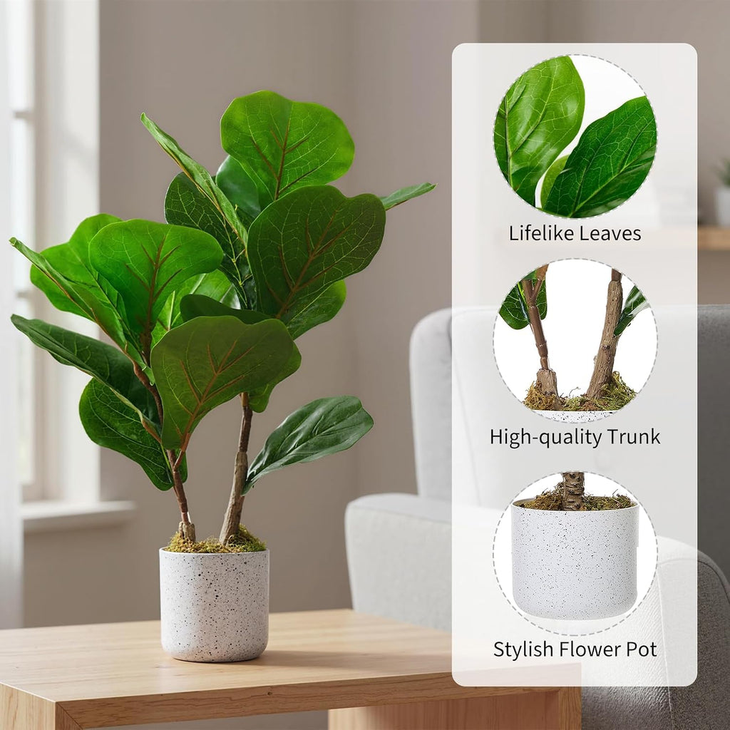16 inch Faux Fiddle Leaf Fig Tree 2 Pack - Set of 2