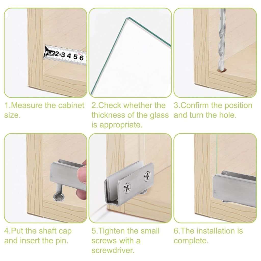 8PCS Glass Door Hinge Frameless Glass Door Pivot Hinges Clamp Adjustable Silver Cabinet Pivot Hinge Clip Replacement
