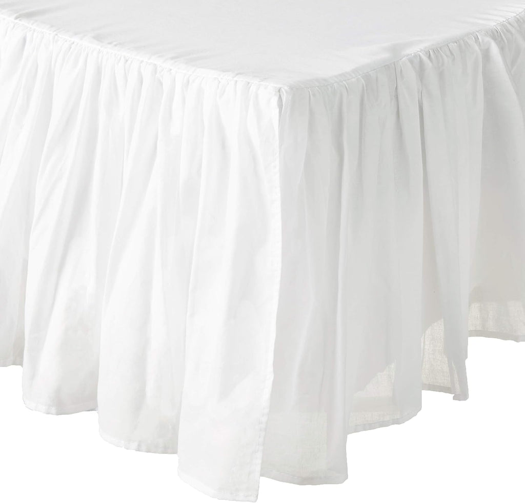 Voile Bed Skirt, Lined, White, Queen 18-inch L
