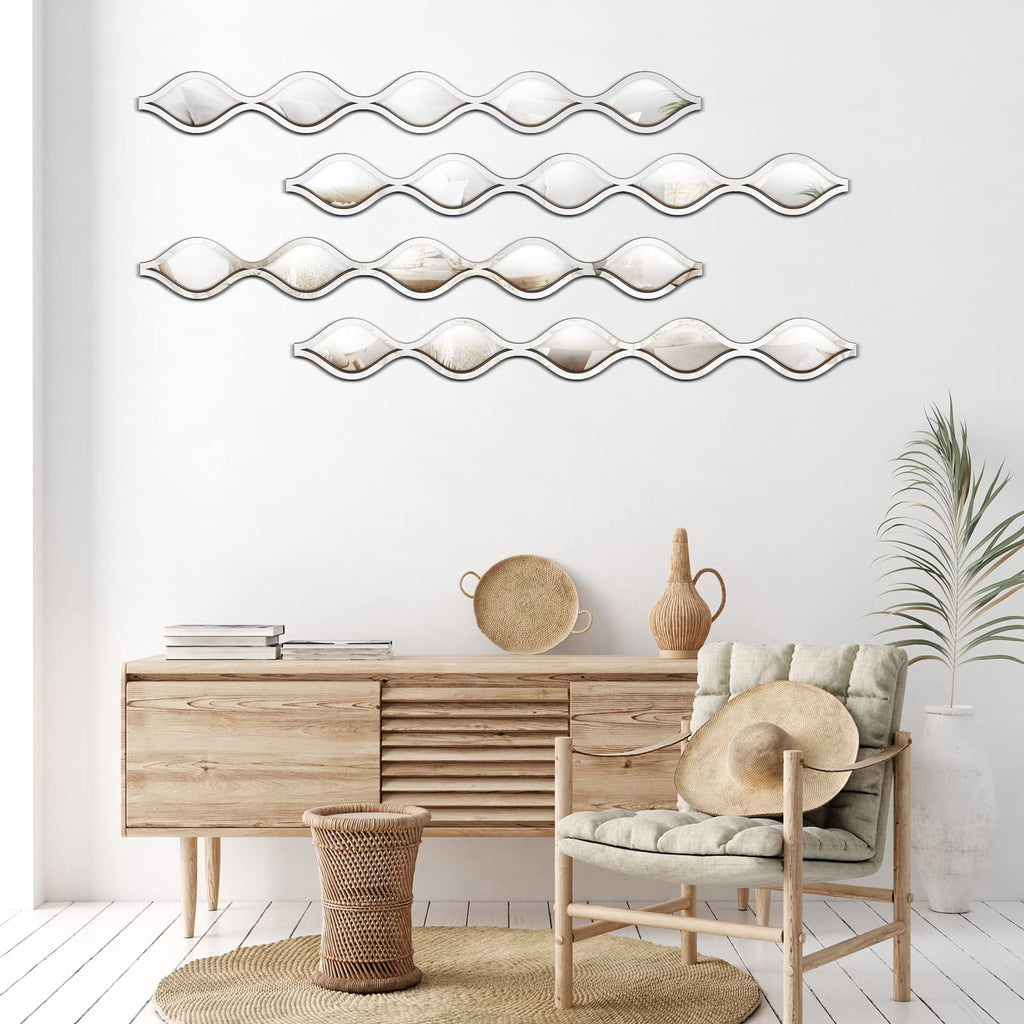 4 Pcs Teardrop Mirror Wall Art Decorative Mirror Wall Decor, Silver