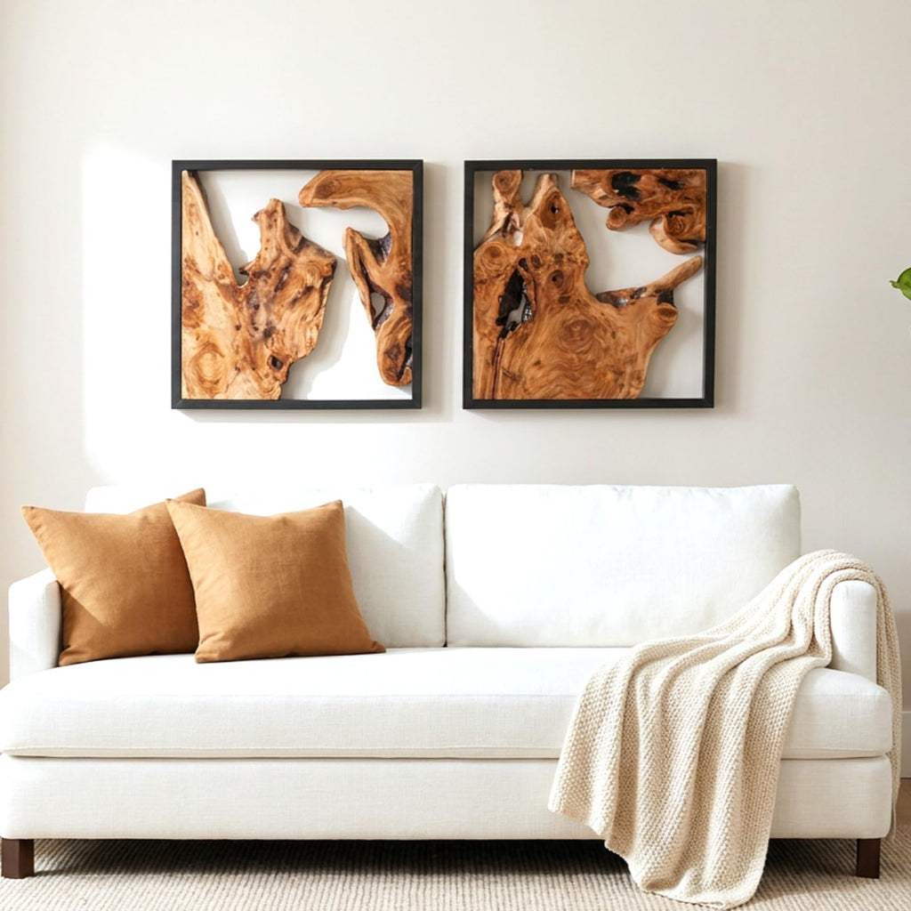 Cedar Wall Sculptures, Set of 2, Live Edge Wood Art
