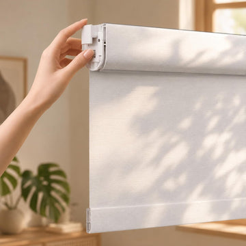 No Drill Blackout Roller Shades | Textured-White 24.5Wx64H