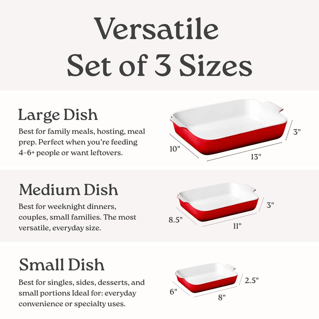 Stoneware Baking Dish Set with Handles, 3 Pieces, Reactive Blue