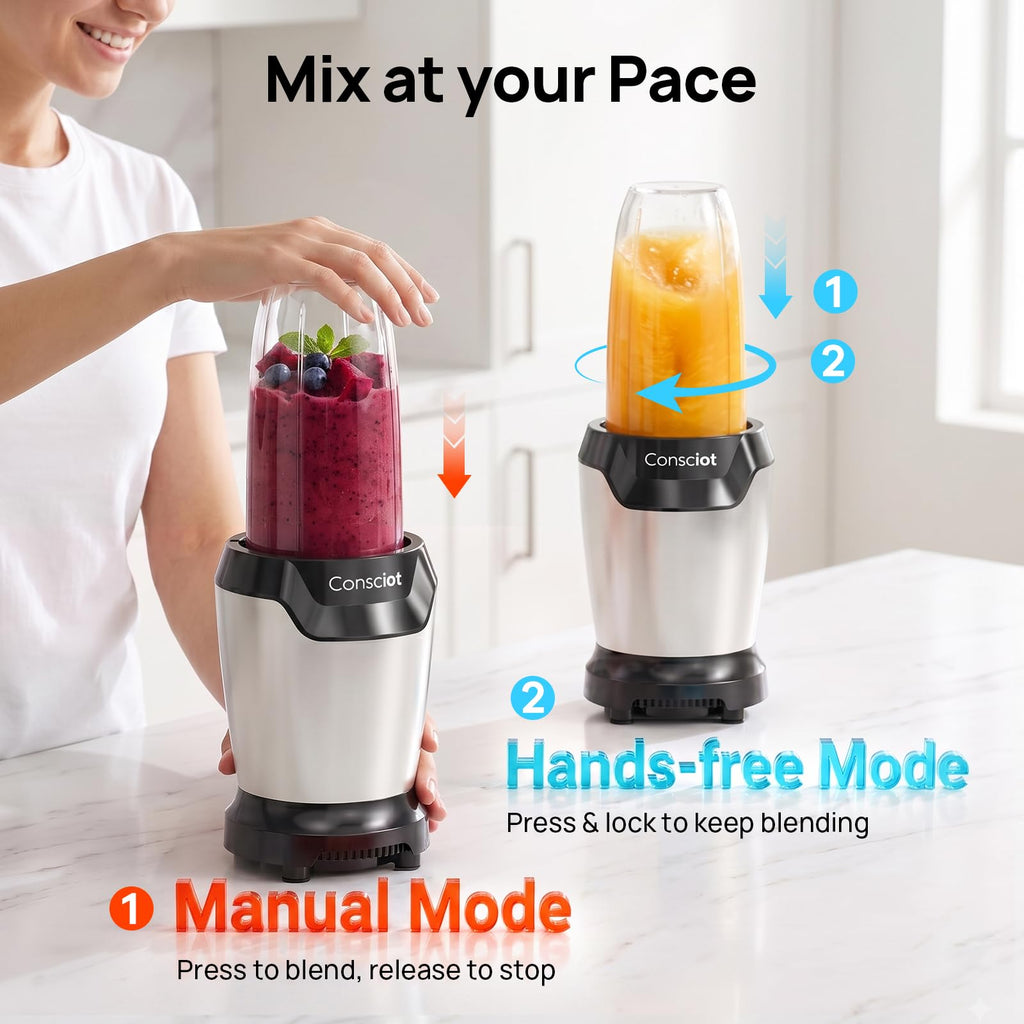 11-Piece Countertop Blender Max 1300W, with 37oz, 32oz & 22oz Cups