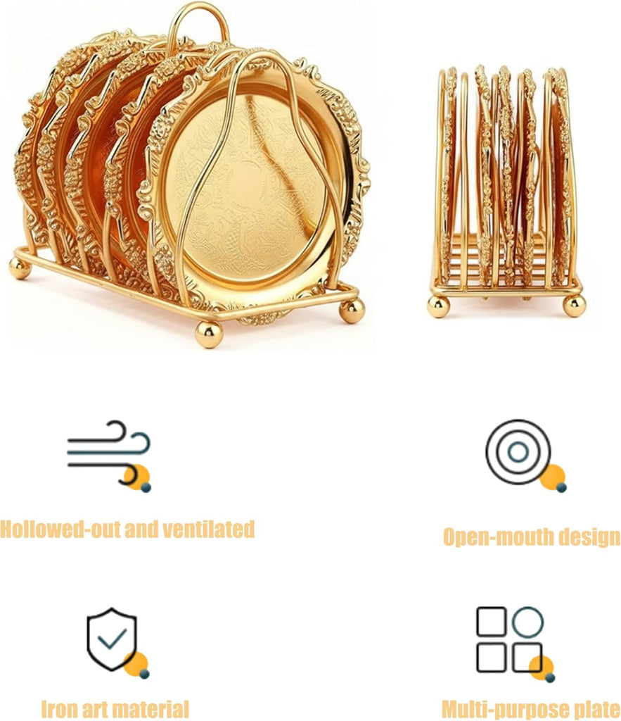Luxury Gold Coasters Set, 6-Piece - Set of 6