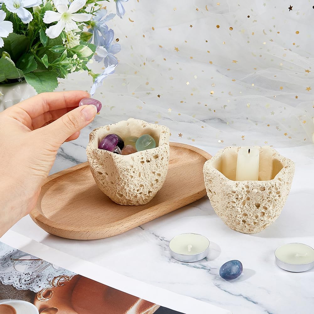 Decorative Match Holder Concrete Cute Match Jar Beige Matchstick Organizer Modern Home Decor Gifts Handmade - Set of 2