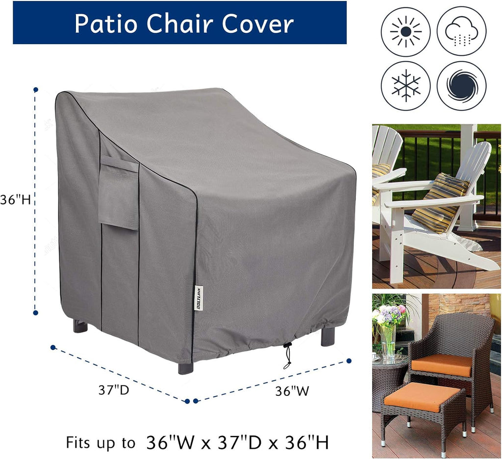 Patio Chair Covers Waterproof, Heavy Duty, 36x37x36 in, 2 Pack | UV resistant, tear proof, windproof drawstring