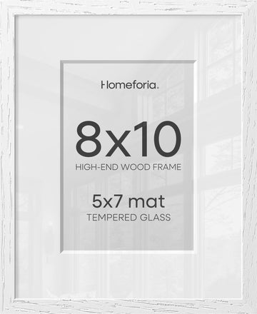 8x10 White Oak Picture Frame, High-End Wood, 5x7 Mat, Glass
