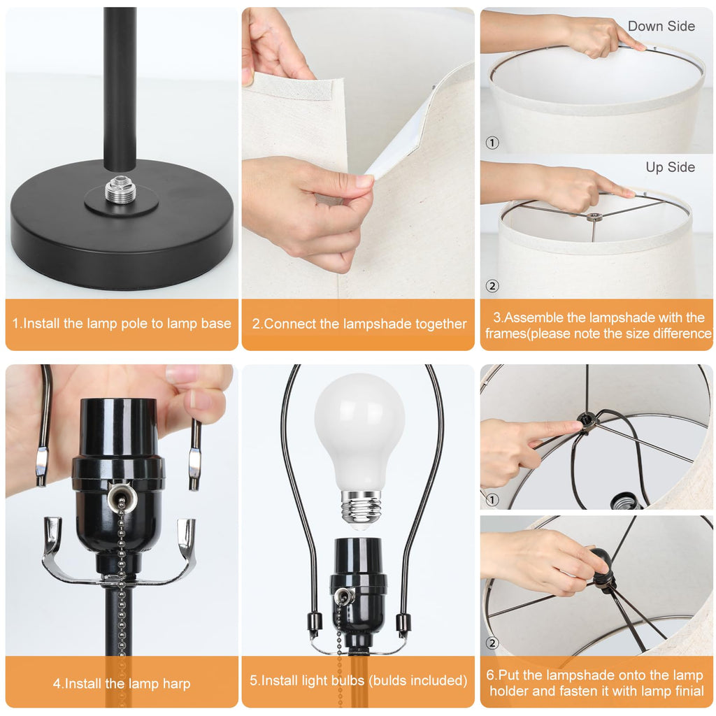 Black Single Table Lamp Bedroom 22 to 30" Adjustable Height