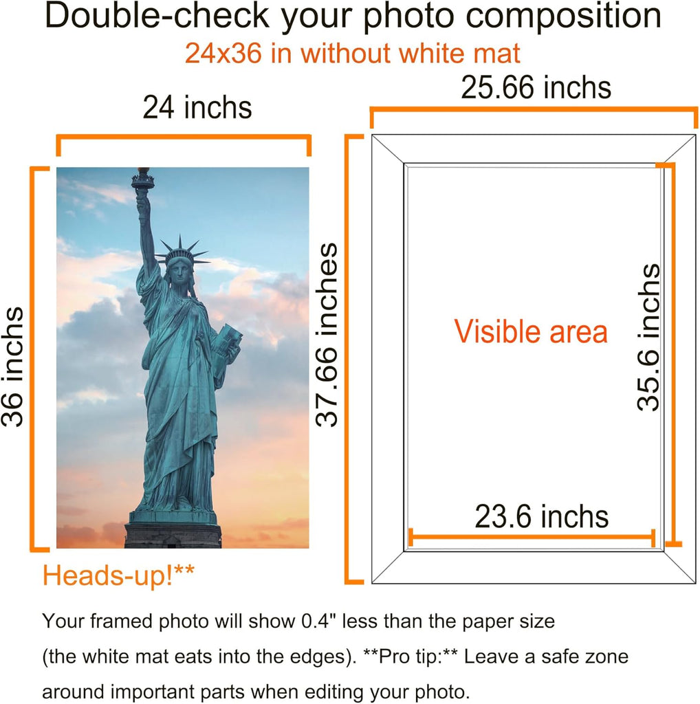 24x36 Picture Frame Black Set of 6, Display Pictures 24x36 Without Mat for Wall Mounting, Wall Gallery Poster Frames