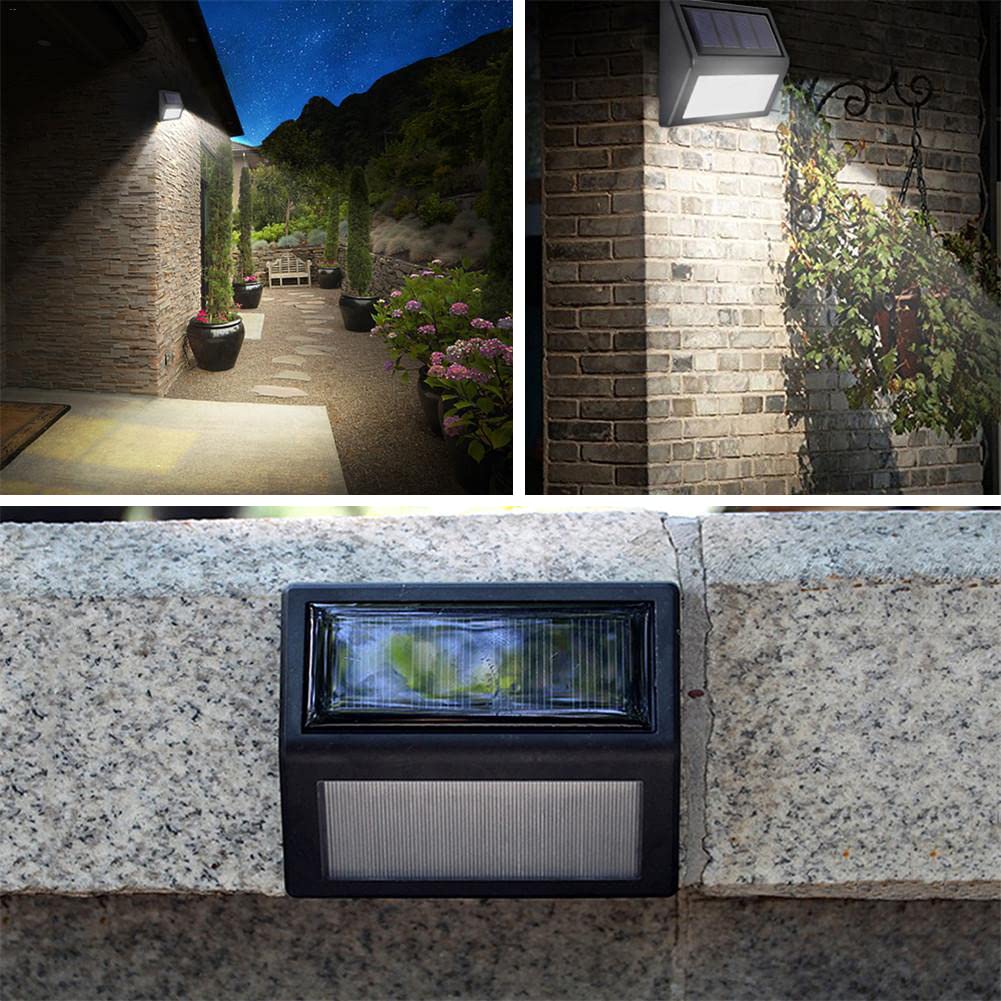 Solar Lights Outdoor, Waterproof Solar Powered Deck Step Lights Garden Backyard Garage Driveway Pathway Outside Wall
