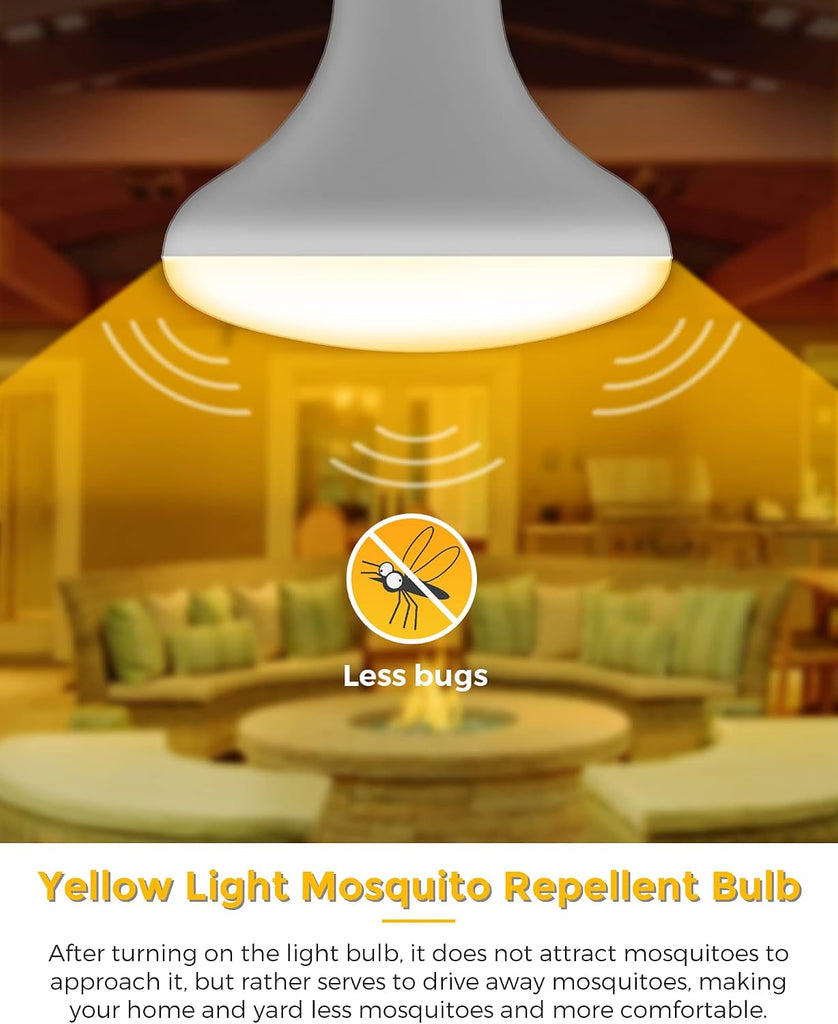 BR30 Yellow Bug Light Bulb 100W Equivalent 11W, 900LM E26 Base Not-Dimmable