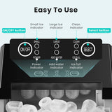 Countertop Ice Maker Machine with Handle, Auto-Cleaning Portable Ice Maker with Basket & Scoop, 26lbs in 24Hrs & 9