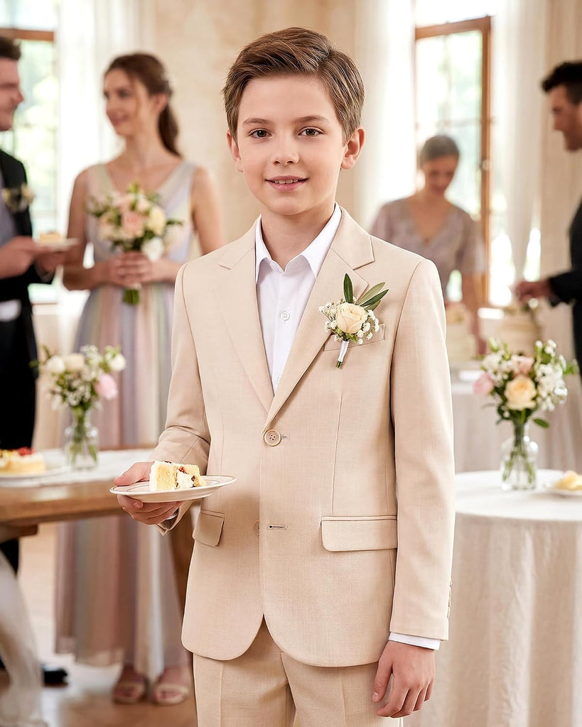 Boys' Slim Fit Suit 3 Pieces:Jacket, Pants, Shirt,Summer Suit Set for Teens Boys Wedding Beach