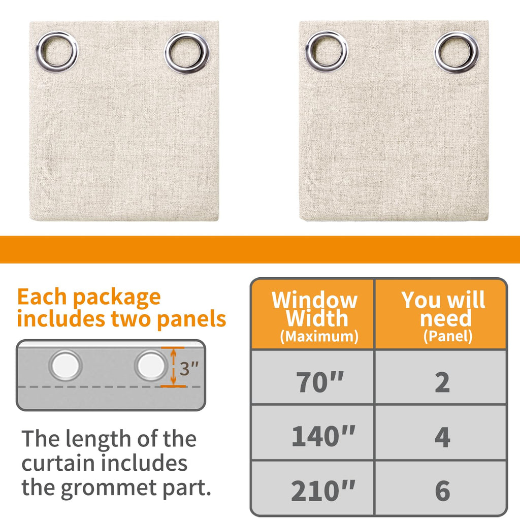 Extra Long Linen Blackout Curtains 96 Inch Length