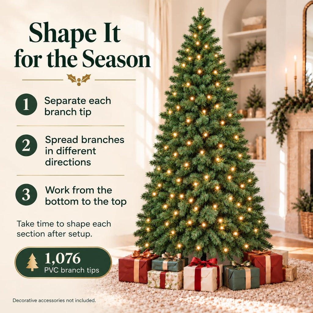 7ft Pre-Lit Artificial Christmas Tree with Warm White Lights