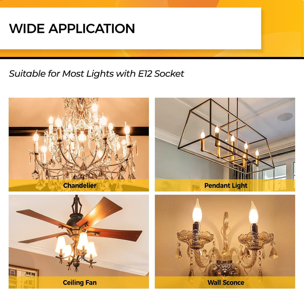 Candelabra Light Bulbs 25W Eq, Dimmable 2700K, E12 LED Bulb, 12 PCS