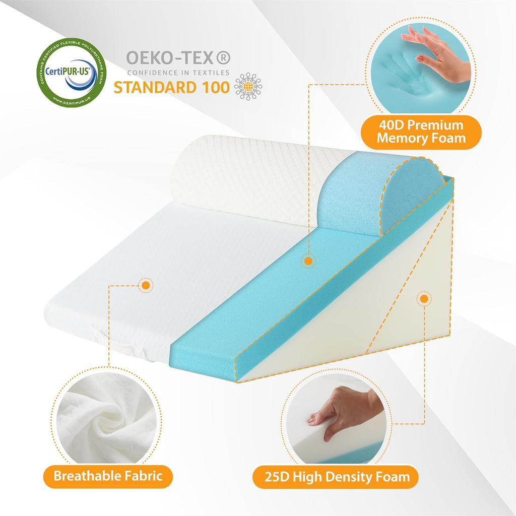 Wedge Pillow Set for After Surgery, 3PCS Adjustable 9&12 Inch Bed Wedge Pillow for Sleeping, Incline Pillow Wedge for