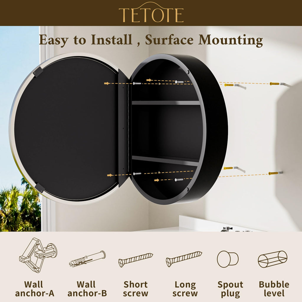 Bathroom Mirror Cabinet 28 x 28 Brushed Nickel Round Bathroom Medicine Cabinet with Mirror Adjustable Shelves